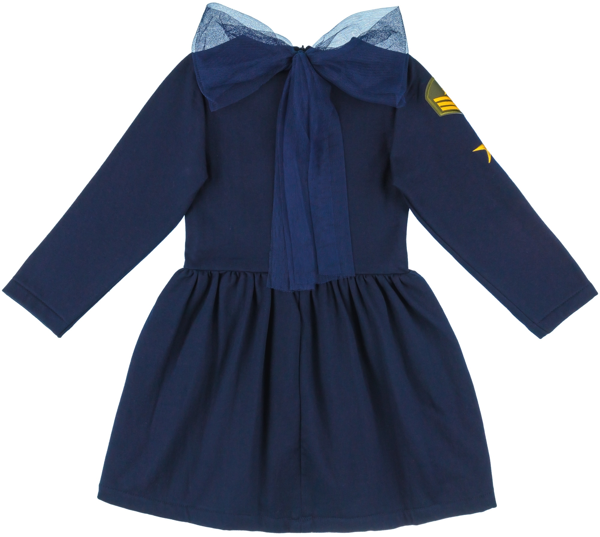 Mon Petit Bonbon Girls Navy Blue Dress with Golden Military Insignia |  Missbaby