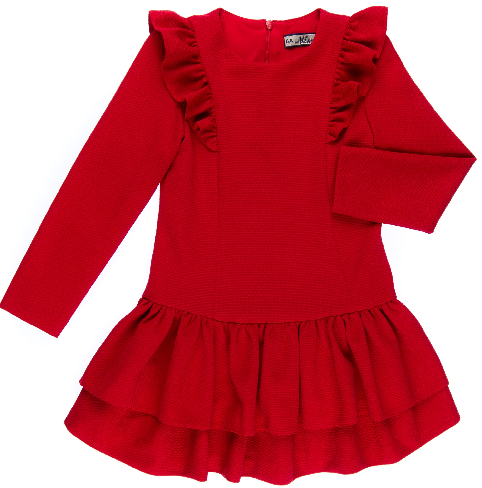 Nekenia Vestido Piqué Elástico Volantes Rojo | Missbaby