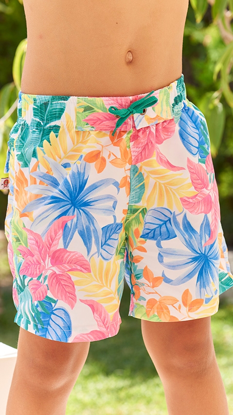 Maricruz Moda Infantil Boys Colourful Floral Print Swim Shorts