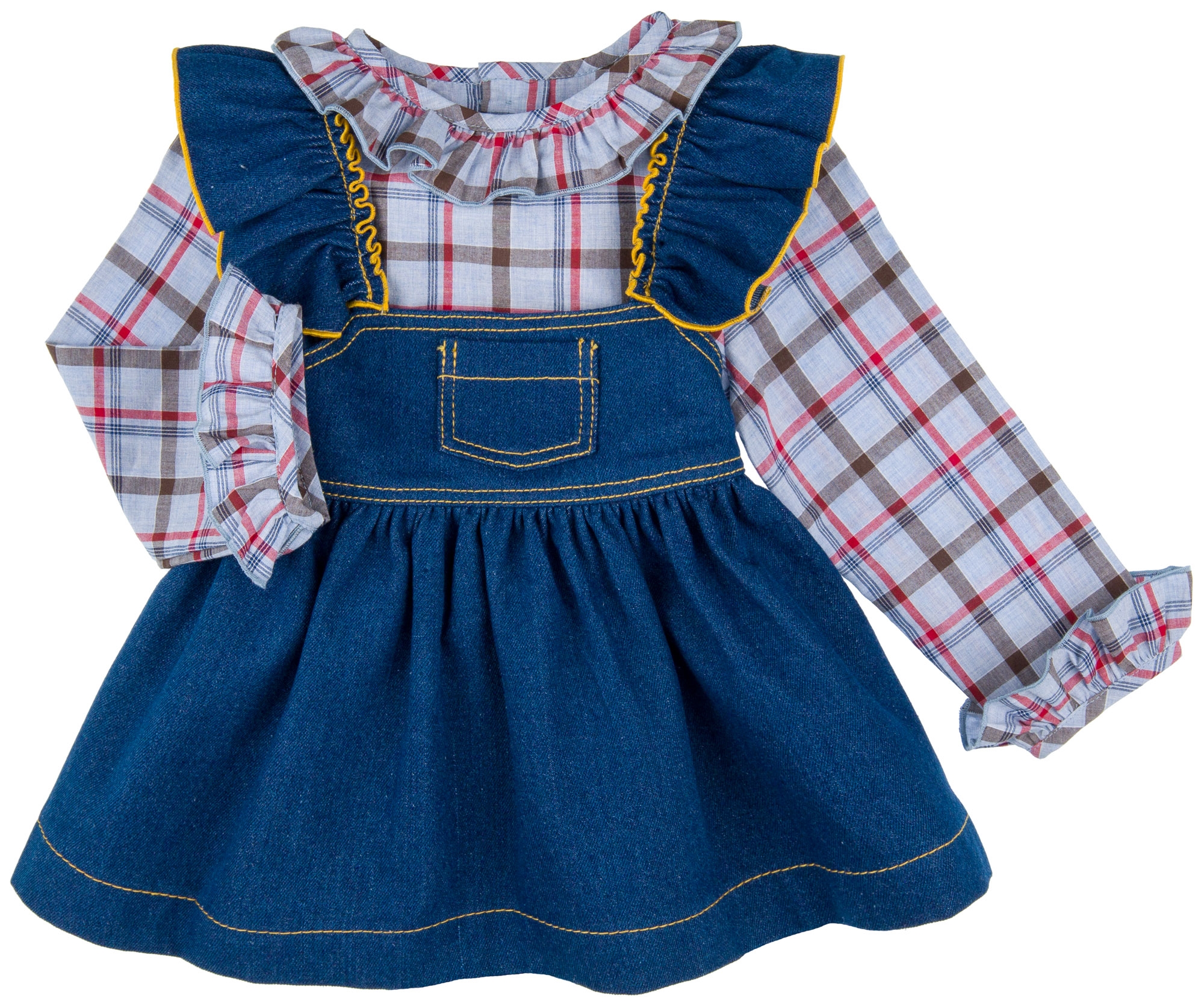 Badum Badero Girls Denim Piece Dungaree Skirt Set Missbaby