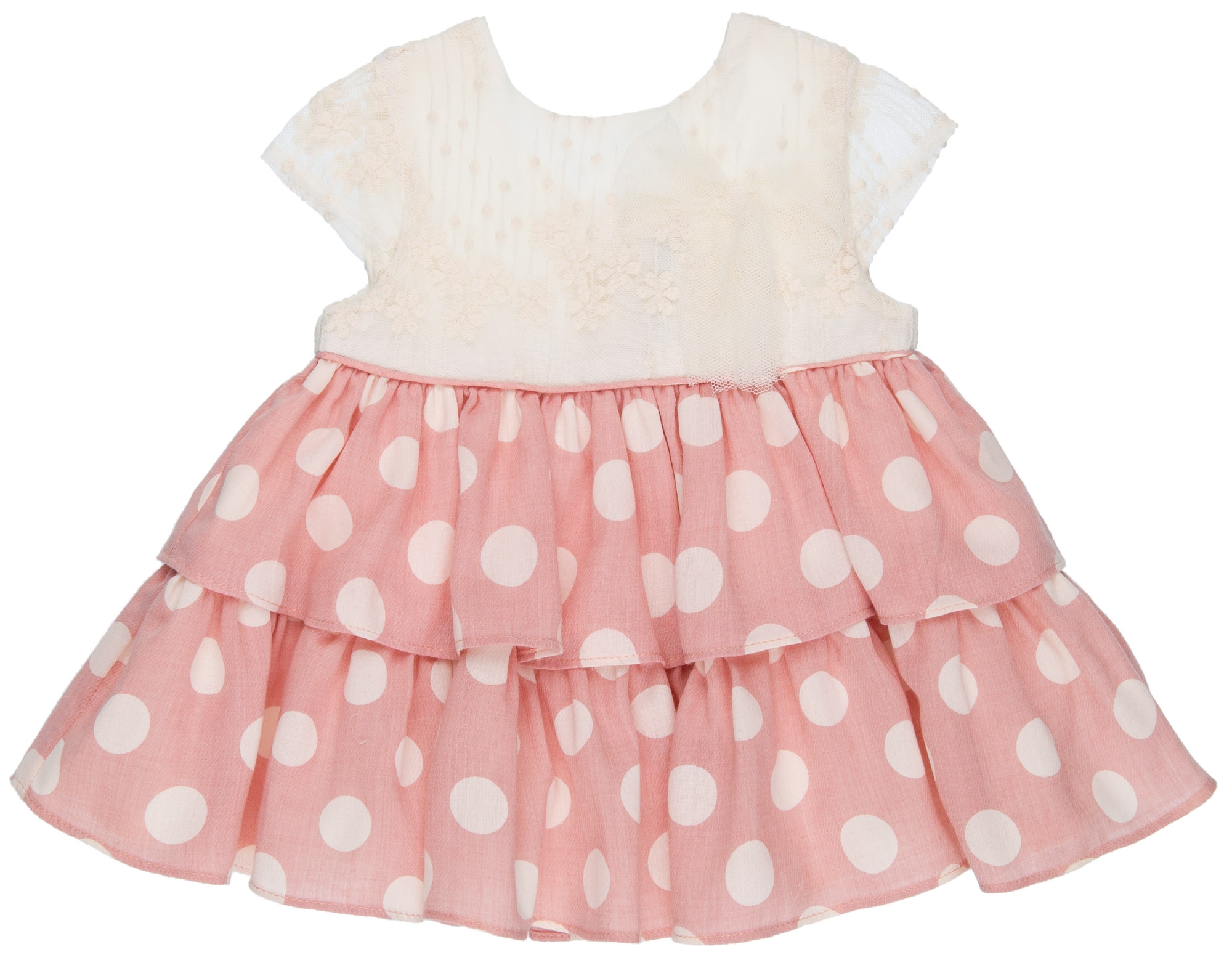 Dolce Petit Conjunto Bebé Piezas Vestido Cuerpo Encaje Crudo