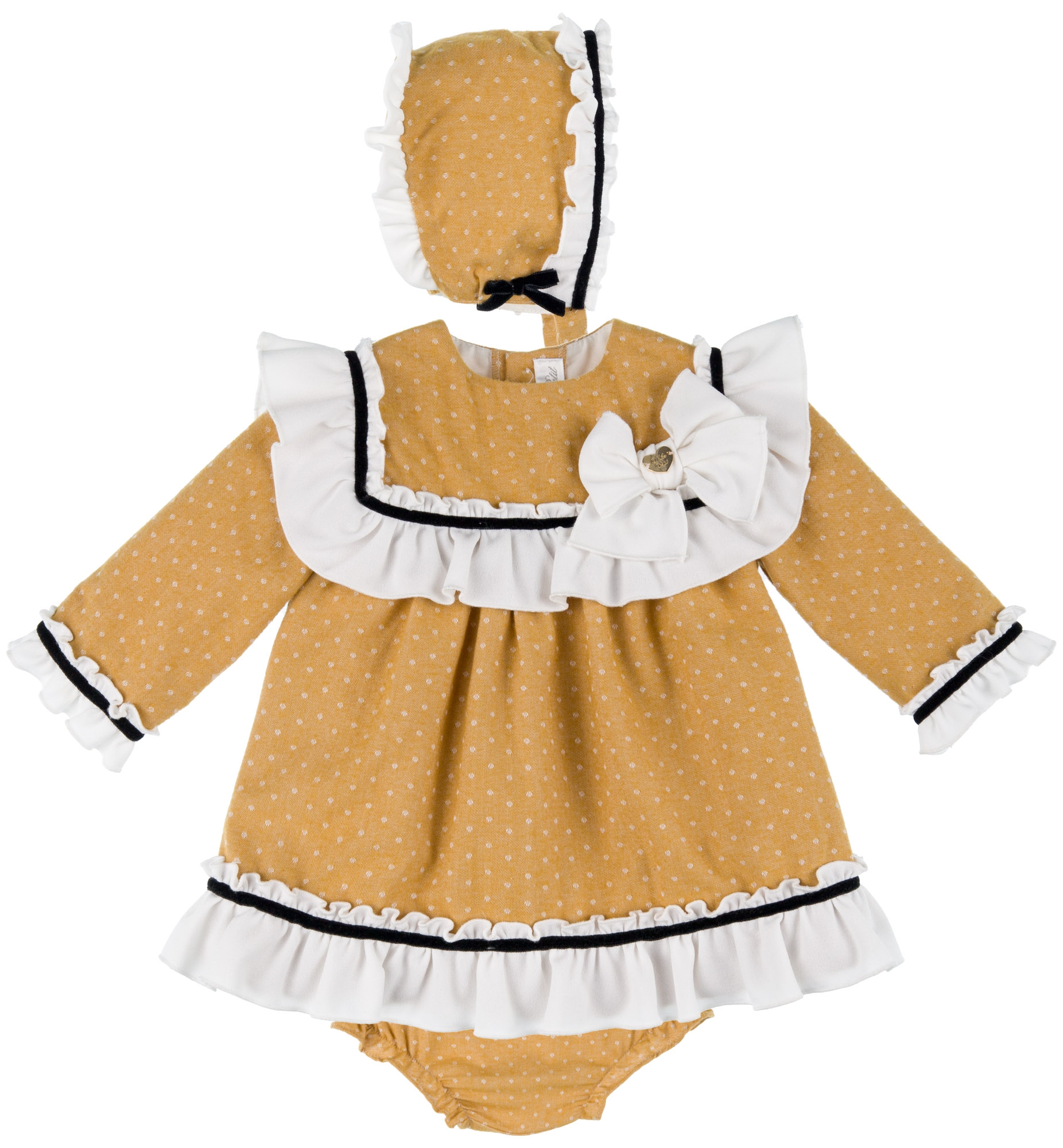 Dolce Petit Baby Girls Mustard 3 Piece Dress Set Missbaby