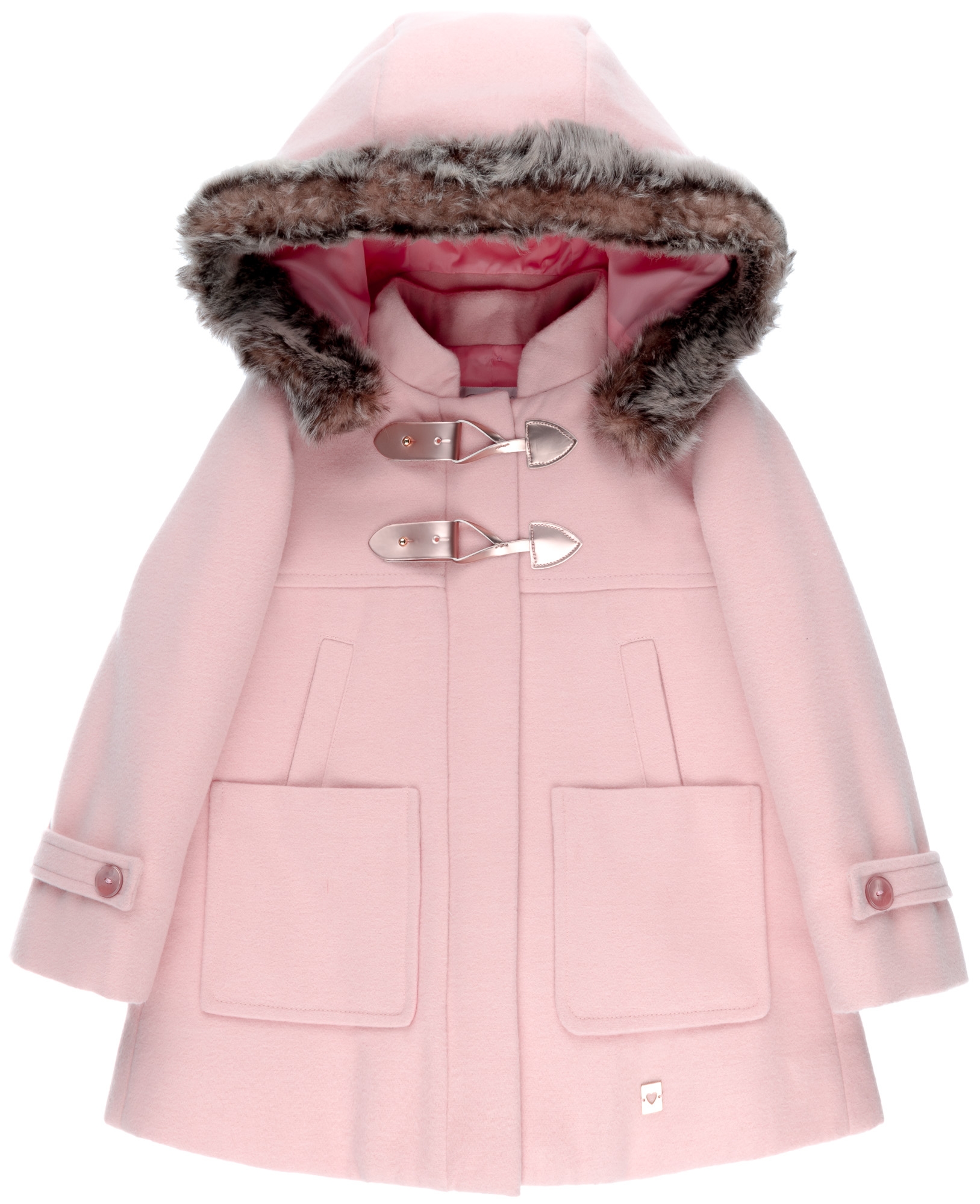 Dolce Petit Girls Pale Pink Duffle Coat with Removable Hood Missbaby