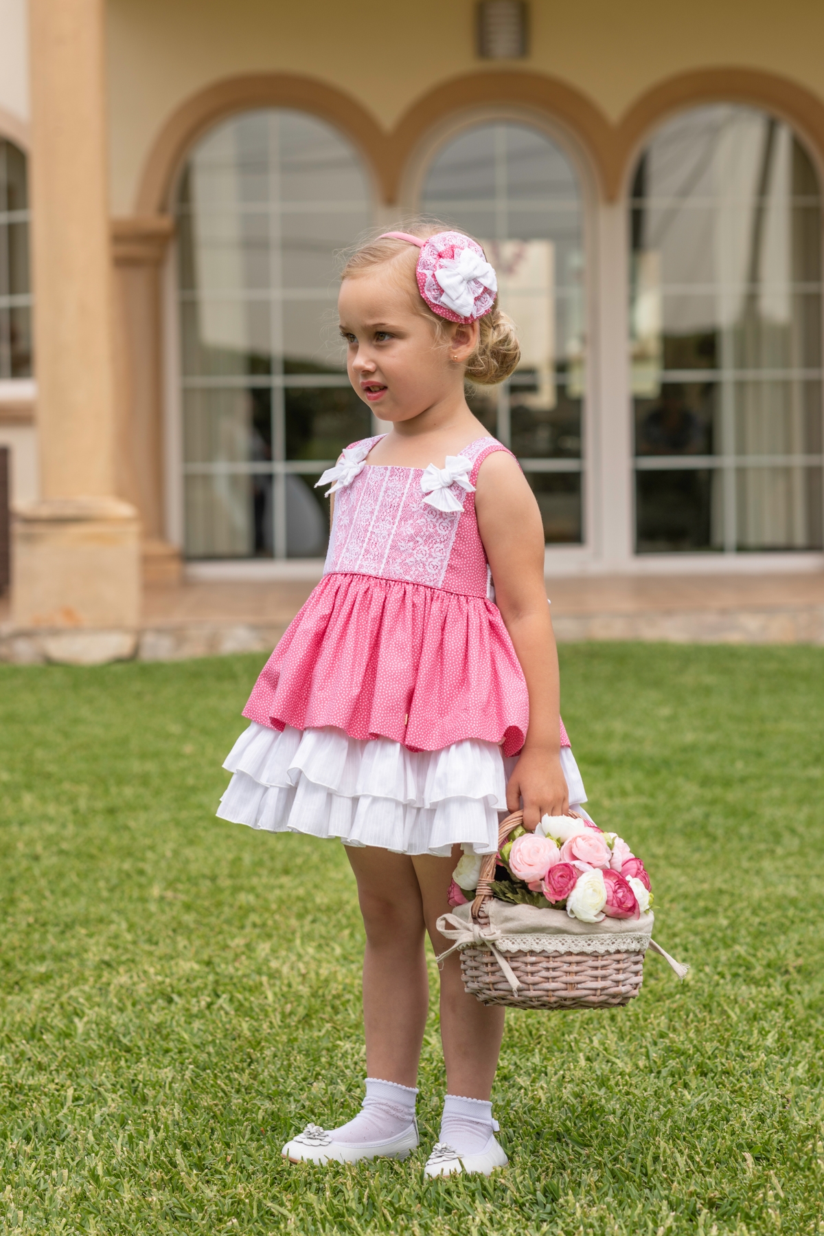 Dolce Petit Pink & White Polka Dot Ruffle Dress | Missbaby