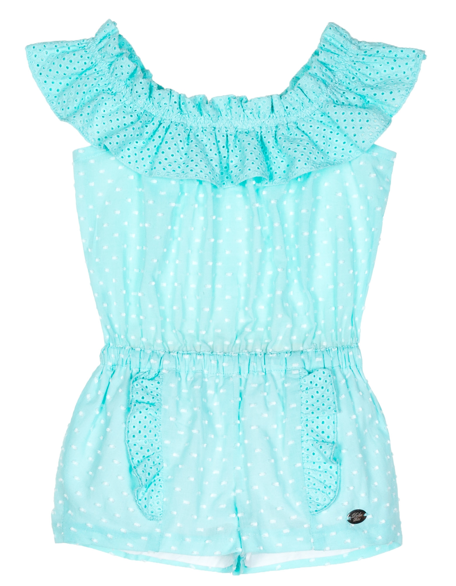 Dolce Petit Mono Plumeti Cuello Volante Perforado Verde Agua Missbaby