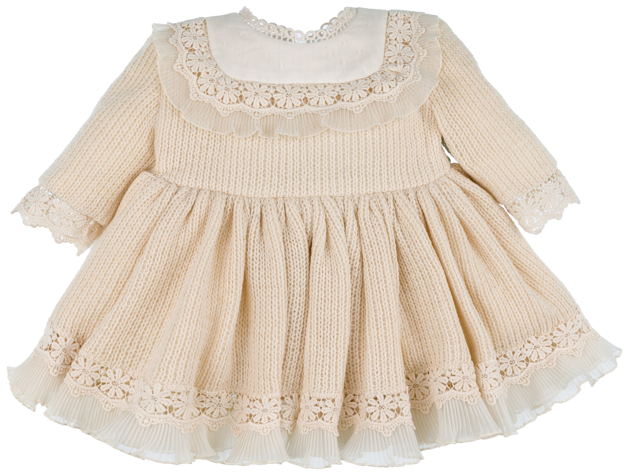 Chari Sierra Baby Girls Ivory Knit Lace 2 Piece Dress Set Missbaby