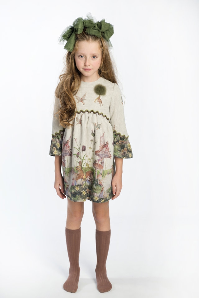 José Varón Vestido Niña Estampado Bosque Encantado con Mangas