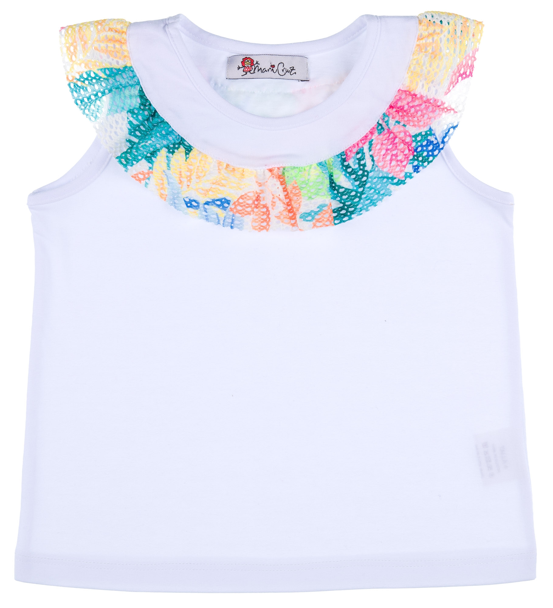 Camiseta niña cuello tira bordada - Numabela - Moda infantil