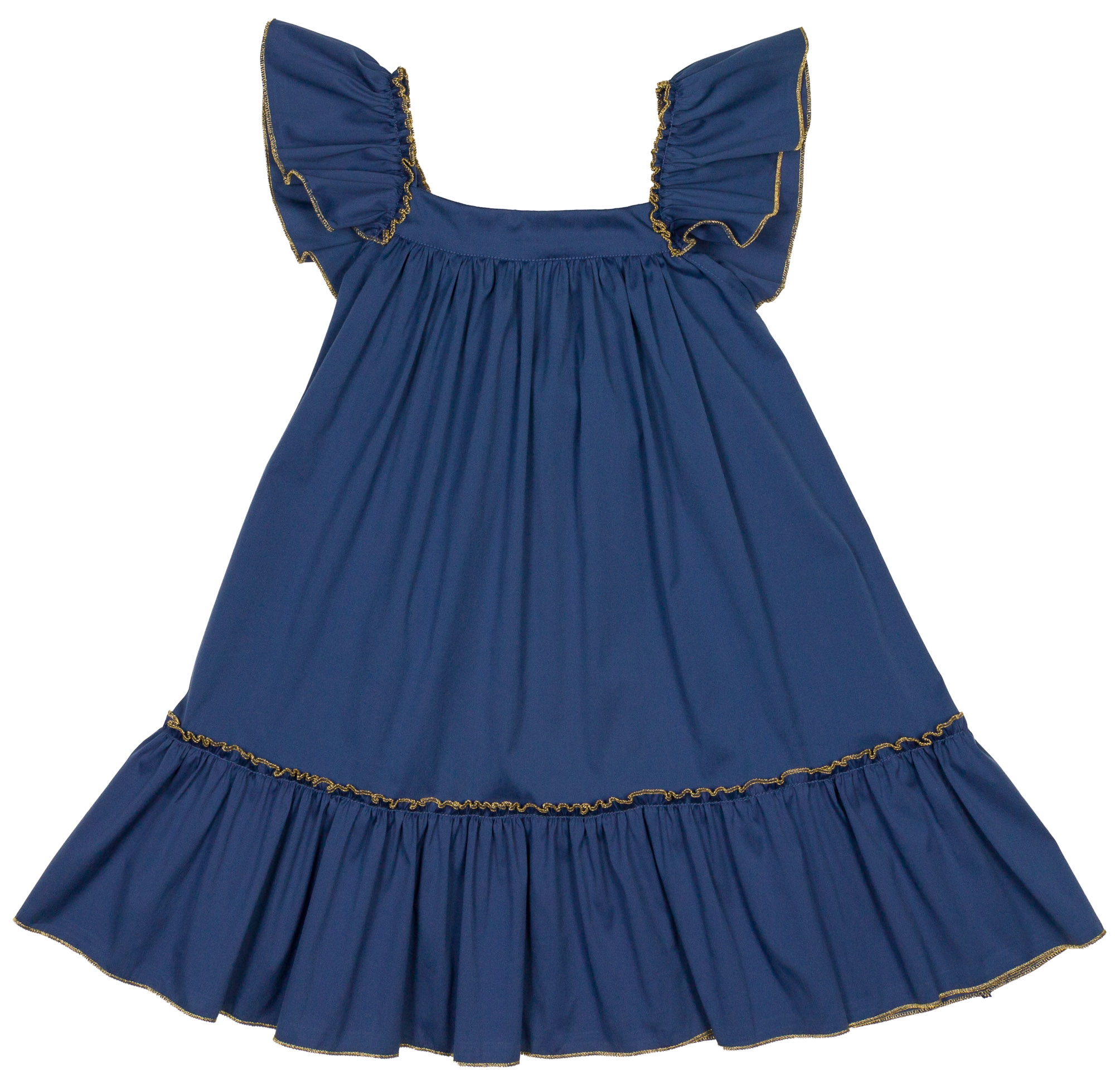 Nueces Kids Girls Navy Blue & Gold Sun Dress | Missbaby