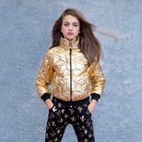 Badum Badero Alberttina Girls Gold Quilted Bomber Jacket Missbaby