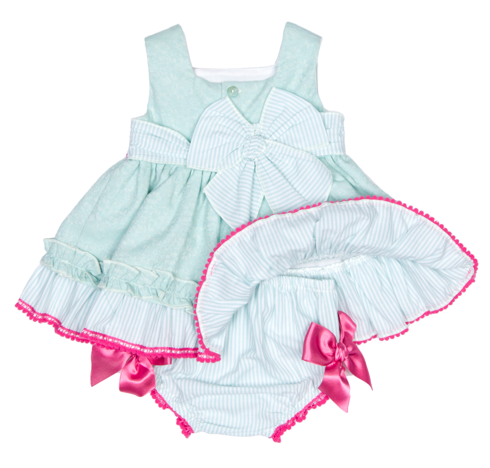 Verde Agua Dolce Petit Baby Dress Dolce Petit Conjunto Vestido