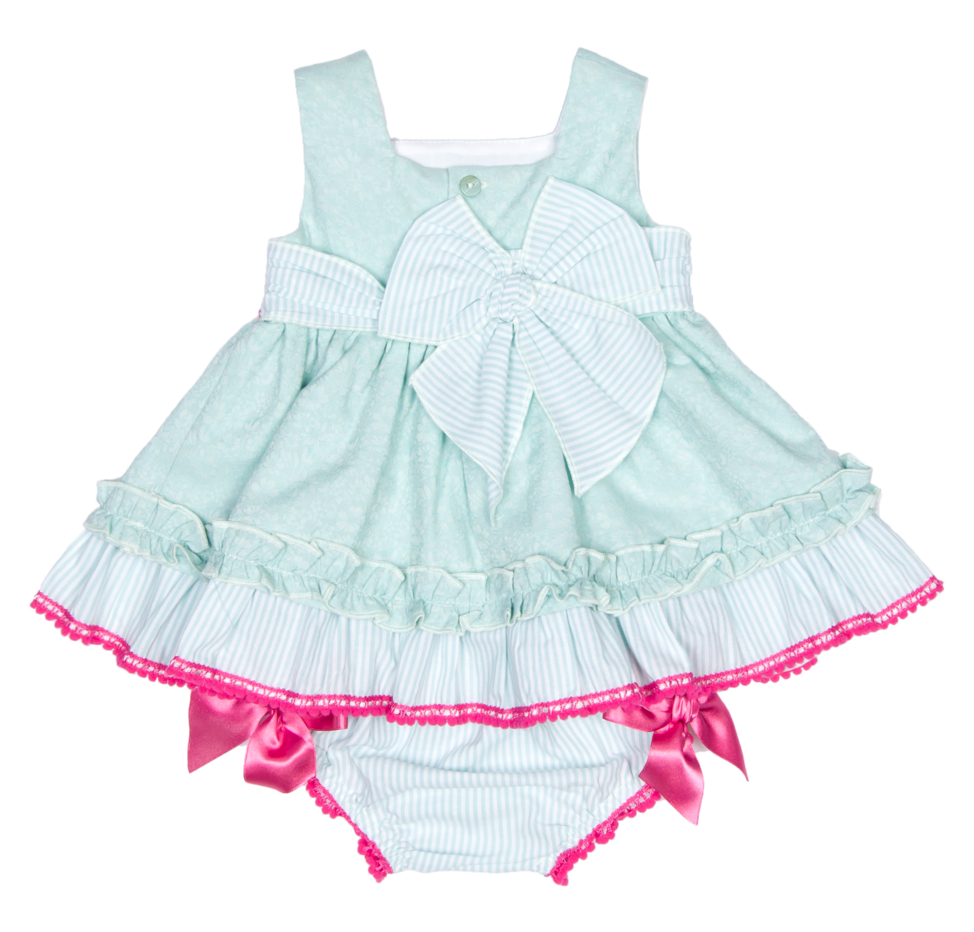 Dolce Petit Baby Aquamarine Dress, Bonnet Knickers Set Missbaby