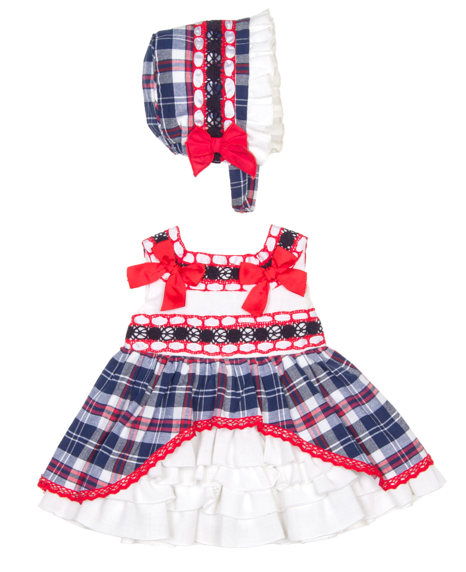 Dolce Petit Conjunto Marinero Bebé Vestido Capota Cuadros Missbaby
