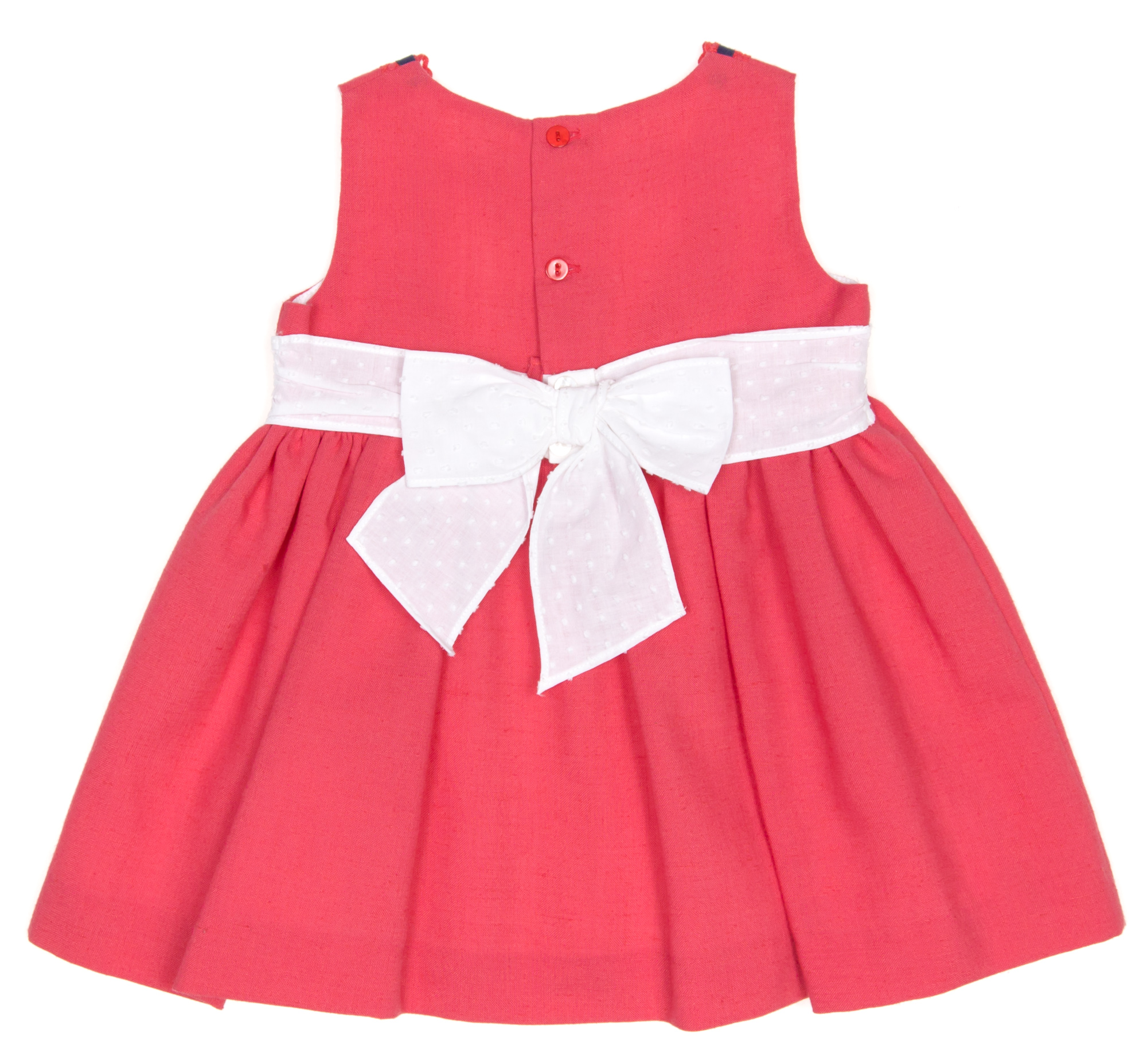 Dolce Petit Vestido Coral Blanco con Lazos Marino Missbaby