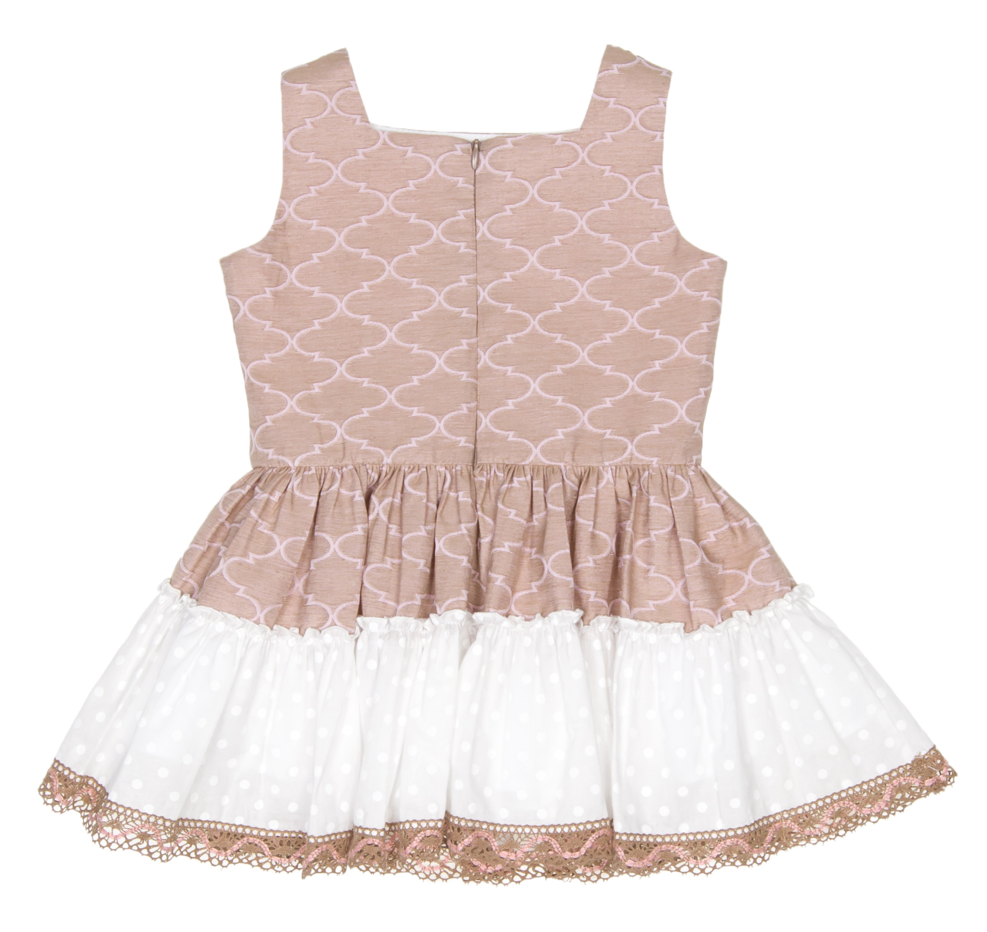 Dolce Petit Girls Tan Pink Flared Dress Missbaby