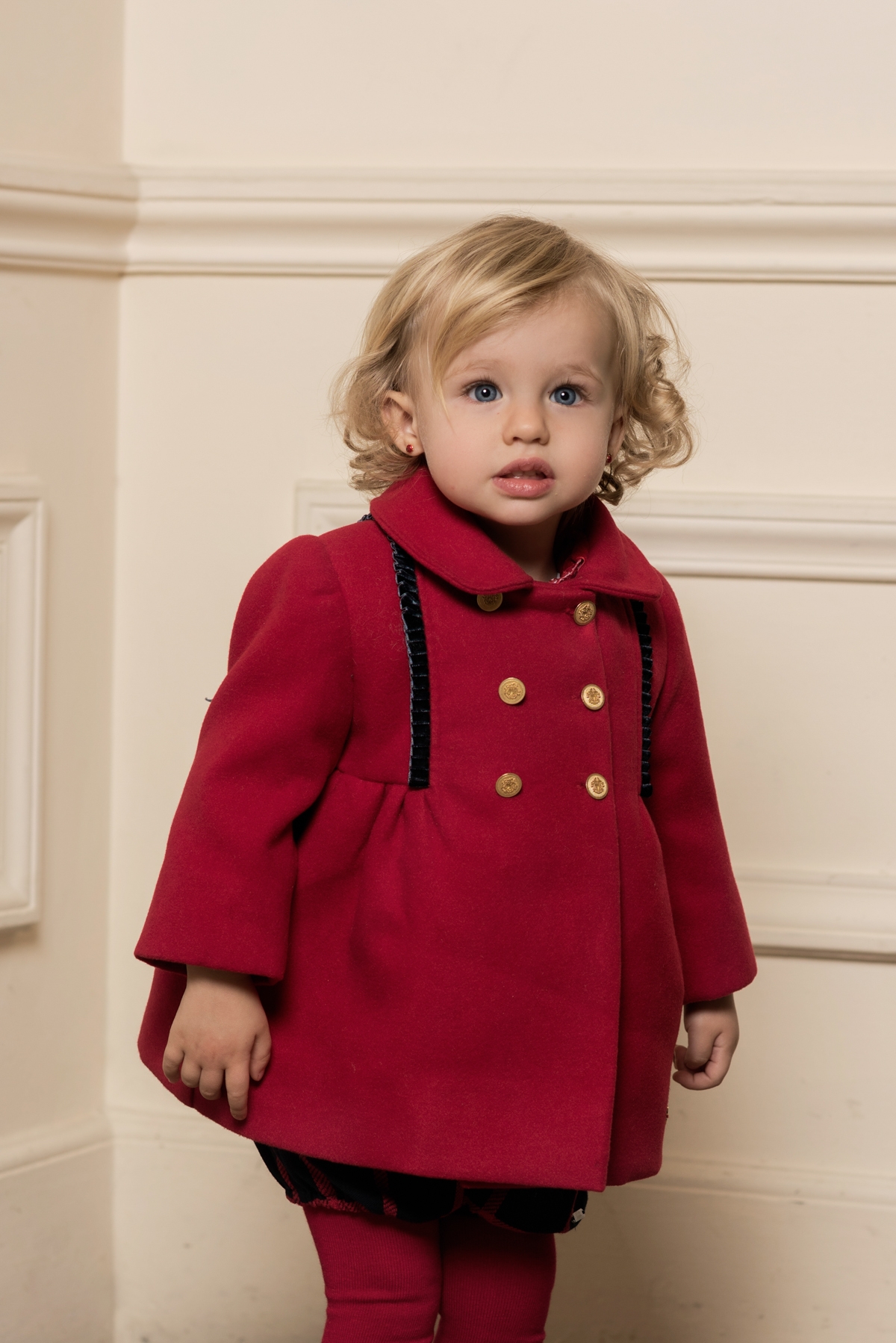 hilo falta de aliento Sherlock Holmes Dolce Petit Baby Girls Red Coat & Navy Blue Velvet Bows | Missbaby