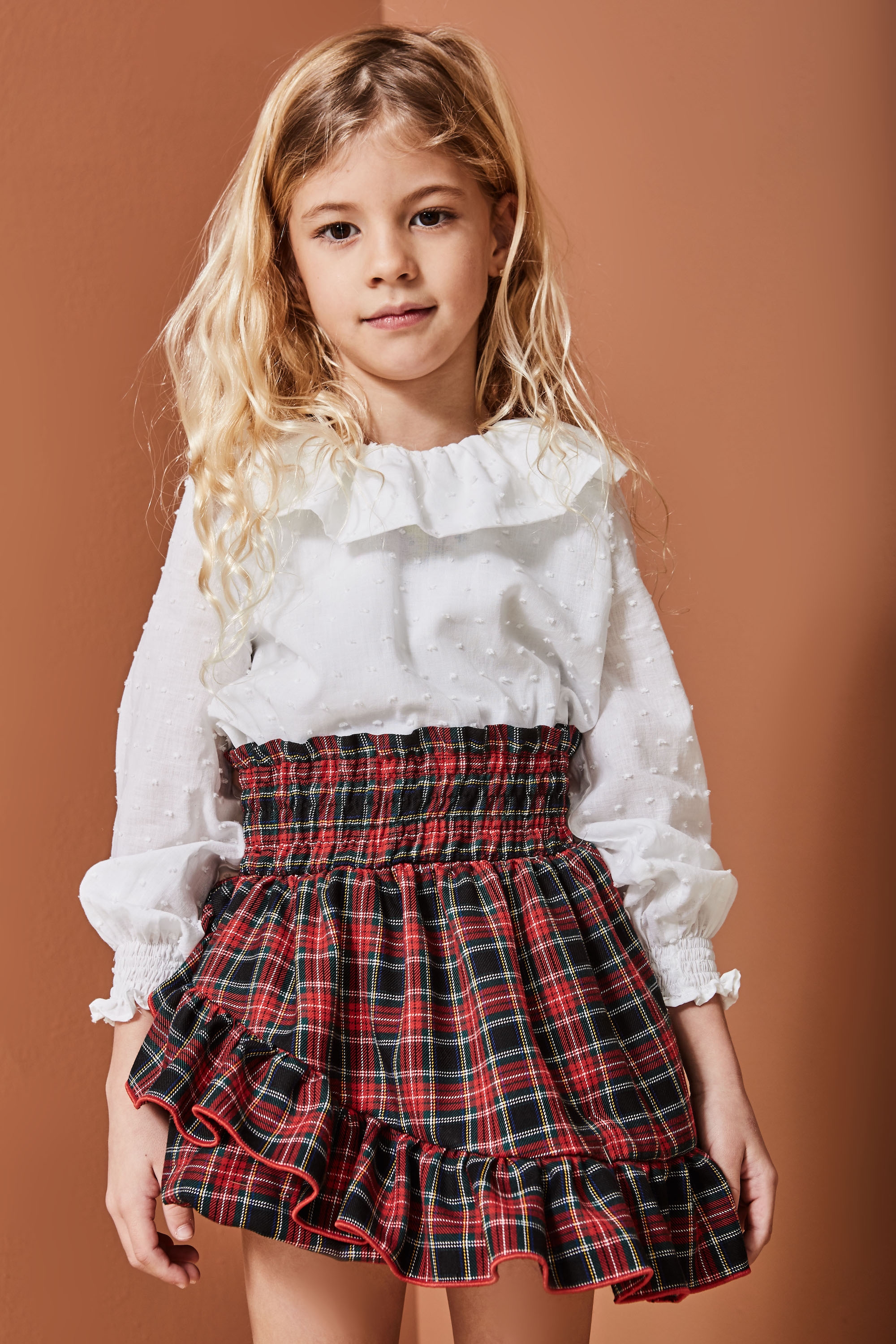 MonKids Girls Red Tartan Ruffle Skirt Missbaby