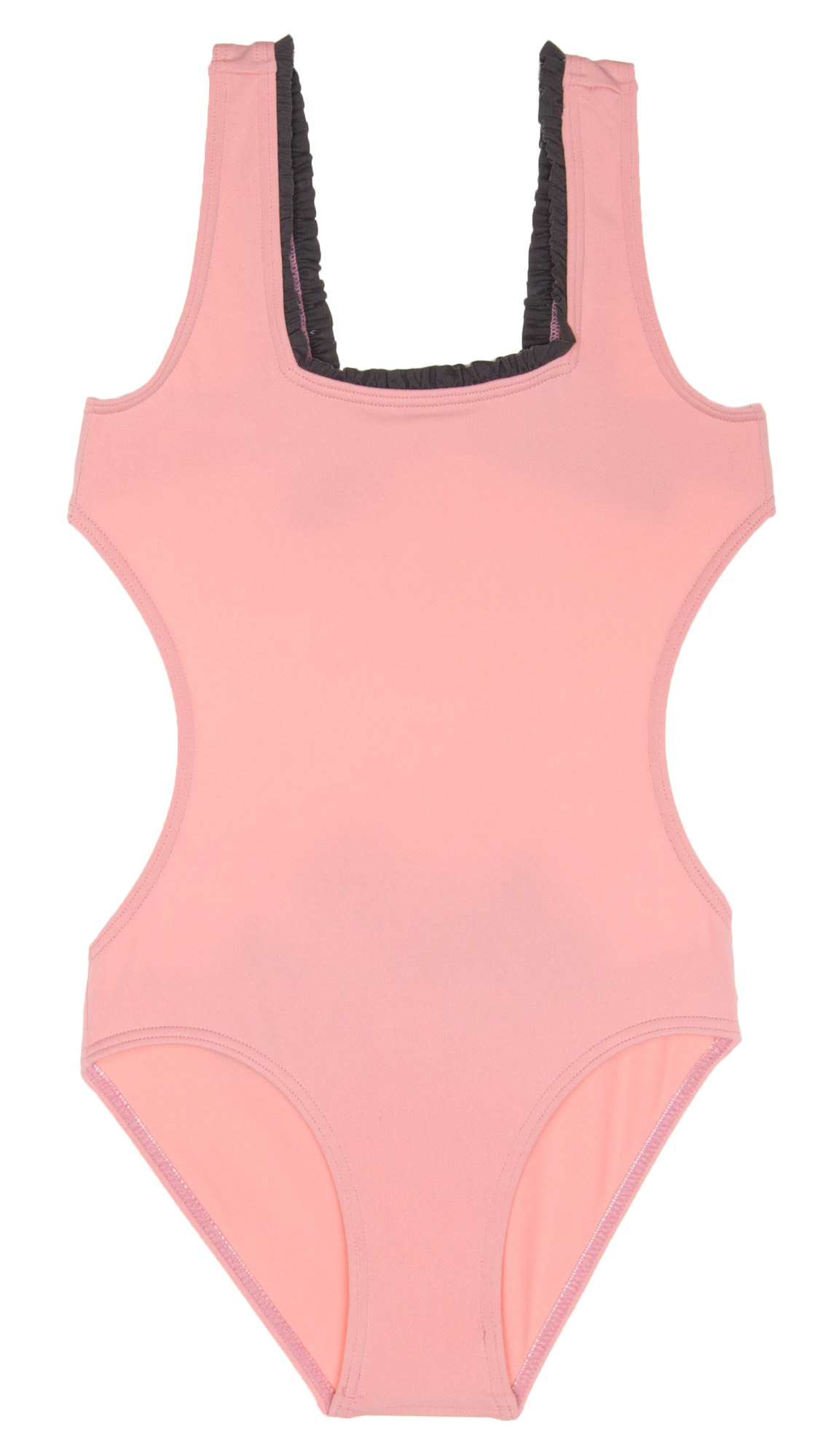 Girls Blush Pink Swimsuit with Gray Maxi Bow Missbaby