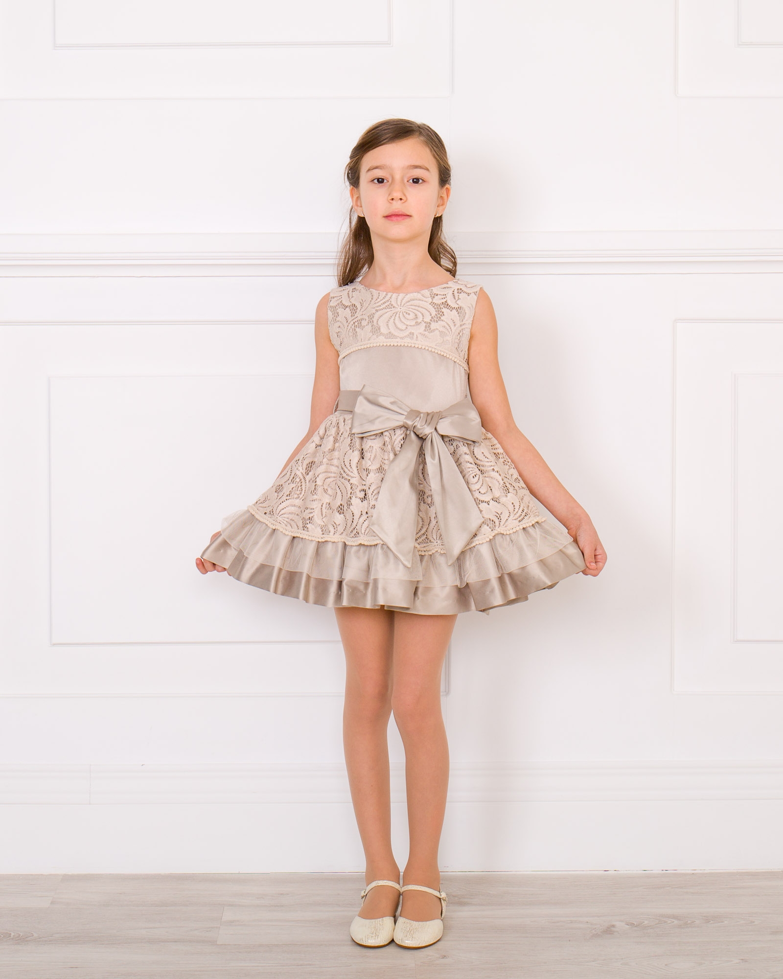 knee length dresses for ladies Light Beige Tiered Mini Dress  Gabi Swimwear