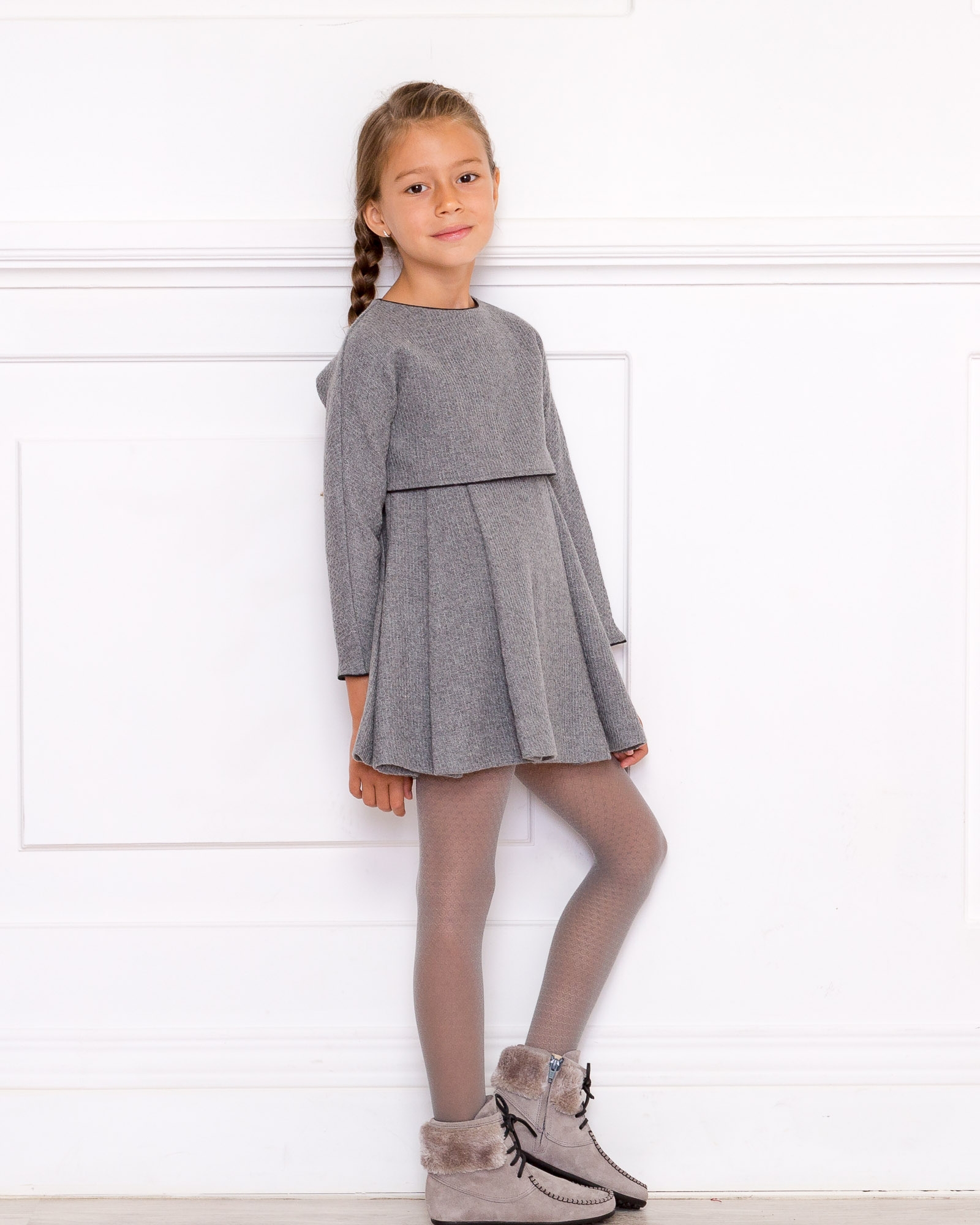 girls grey wool dress Little Girls' Sleeveless Dress Wool Dress