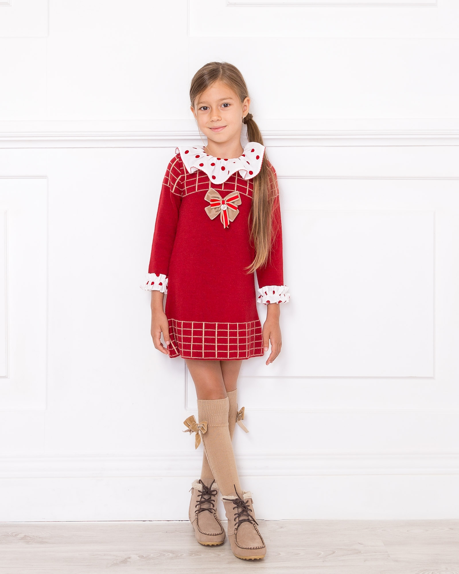 Red & White Knitted Jacquard Dress Outfit | Missbaby