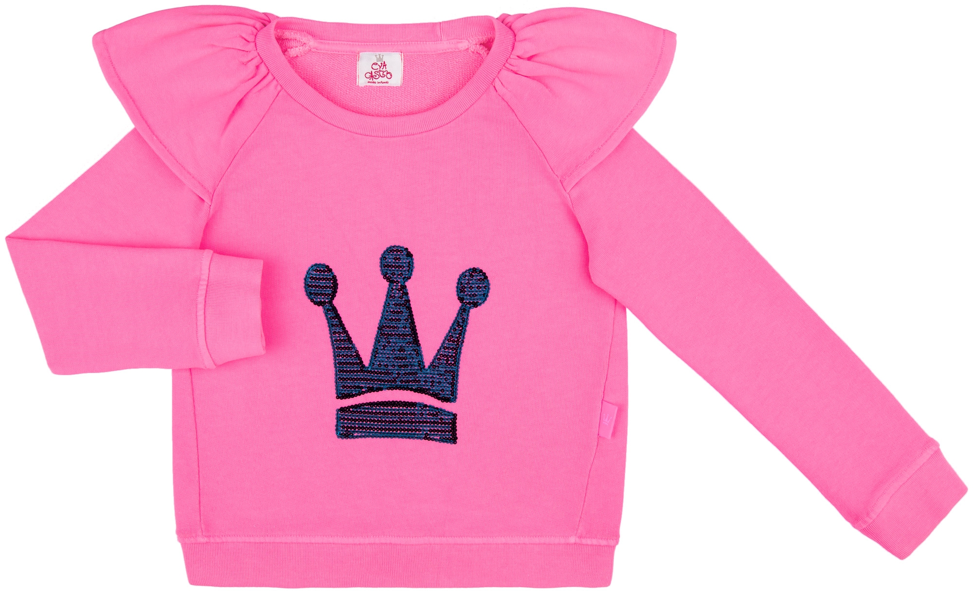 Explícitamente rojo Turismo Eva Castro Girls Fluor Pink & Blue Sequin Crown Sweatshirt | Missbaby