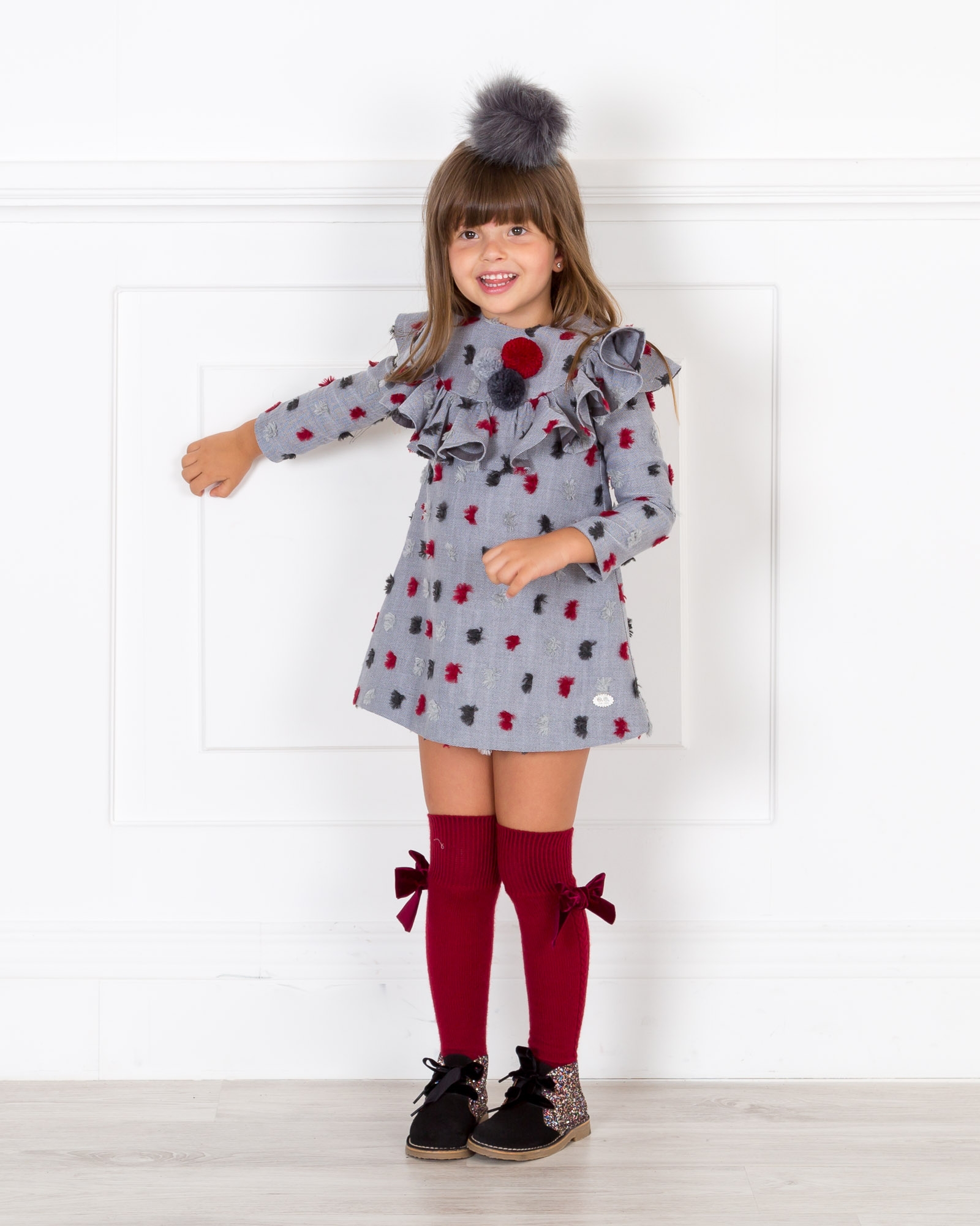 José Varón Vestido Niña Maxiplumeti Gris Granate Missbaby