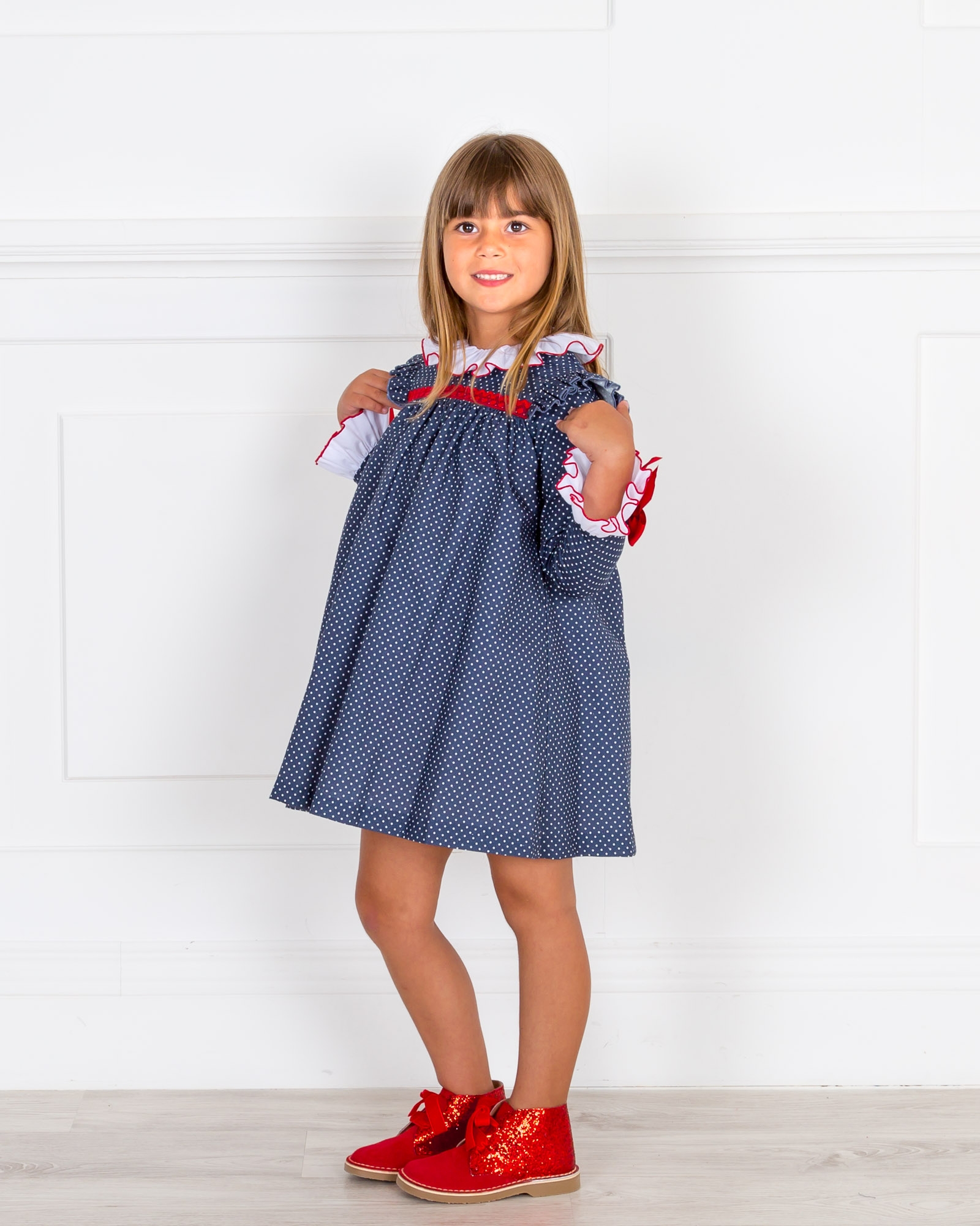 Girls blue clearance polka dot dress