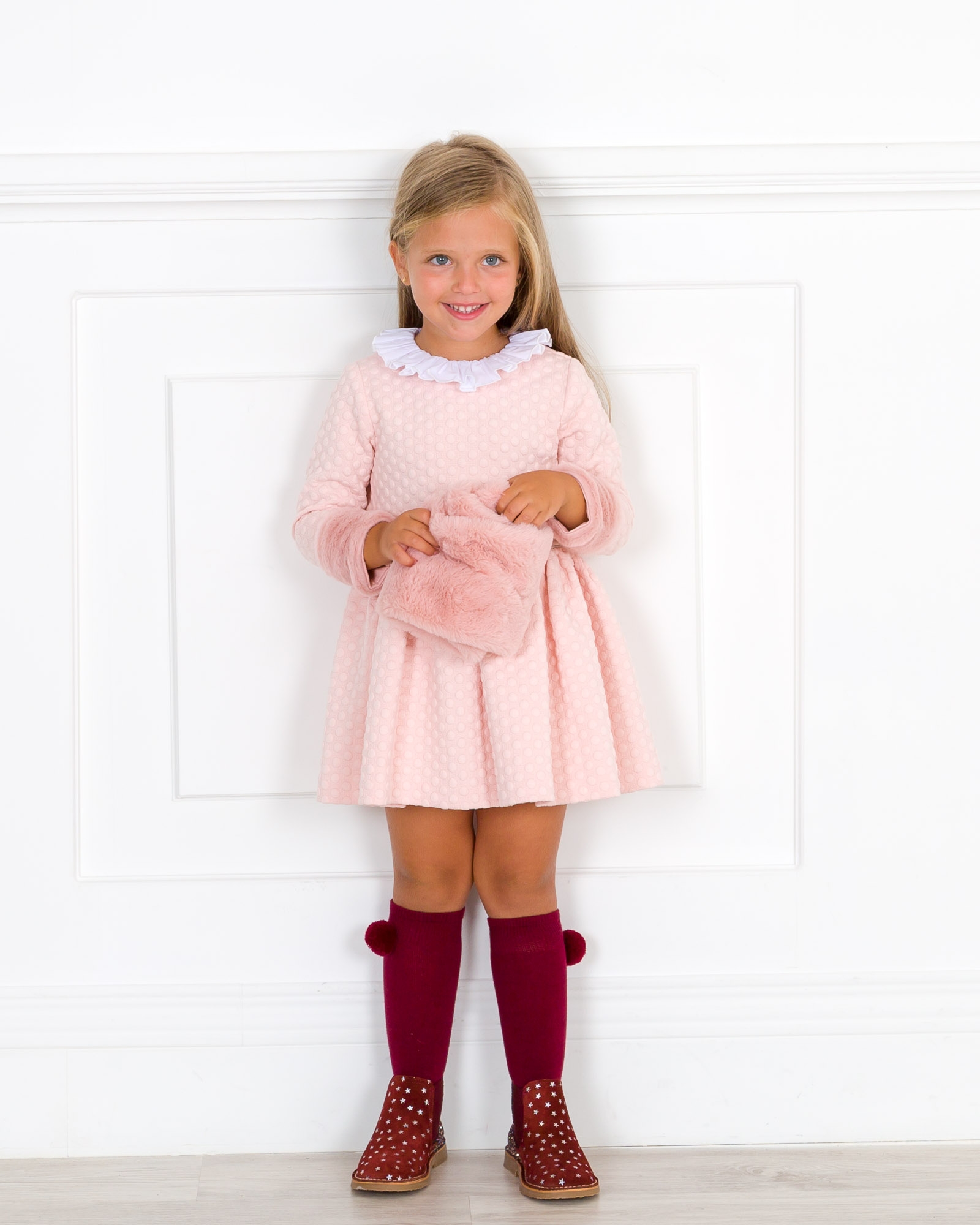 Light pink tights for kids Small dots -  