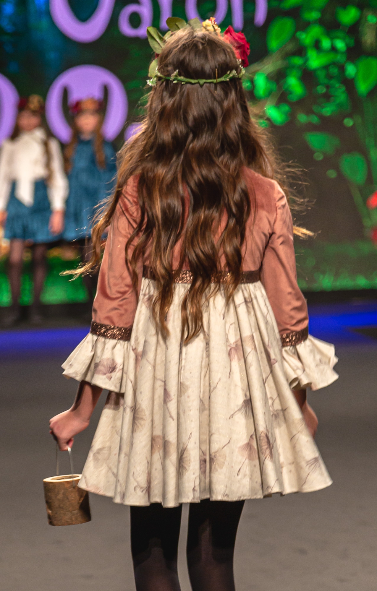 José Varón Girls Pink Velvet Print Ballet Dress Missbaby